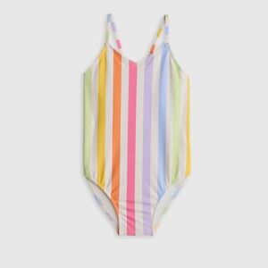 NWT QUINCE One Piece Swimsuit Rainbow Stripe 2T Toddler Kid 6834